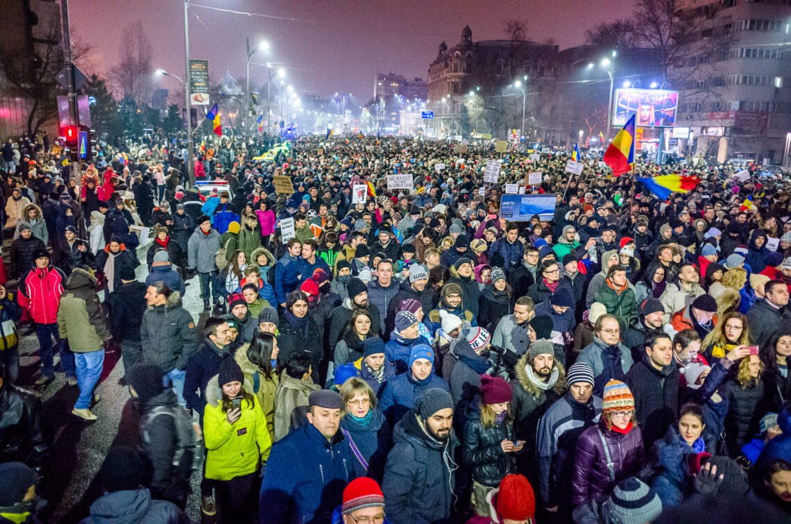 Protest against corruption in Bucharest.